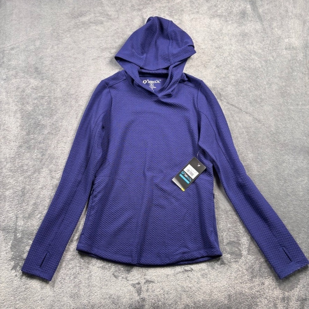 IBKUL  Sweatshirt Womens XS Blue NEW Popcorn Stitch Hoody Pullover Golf 30001
